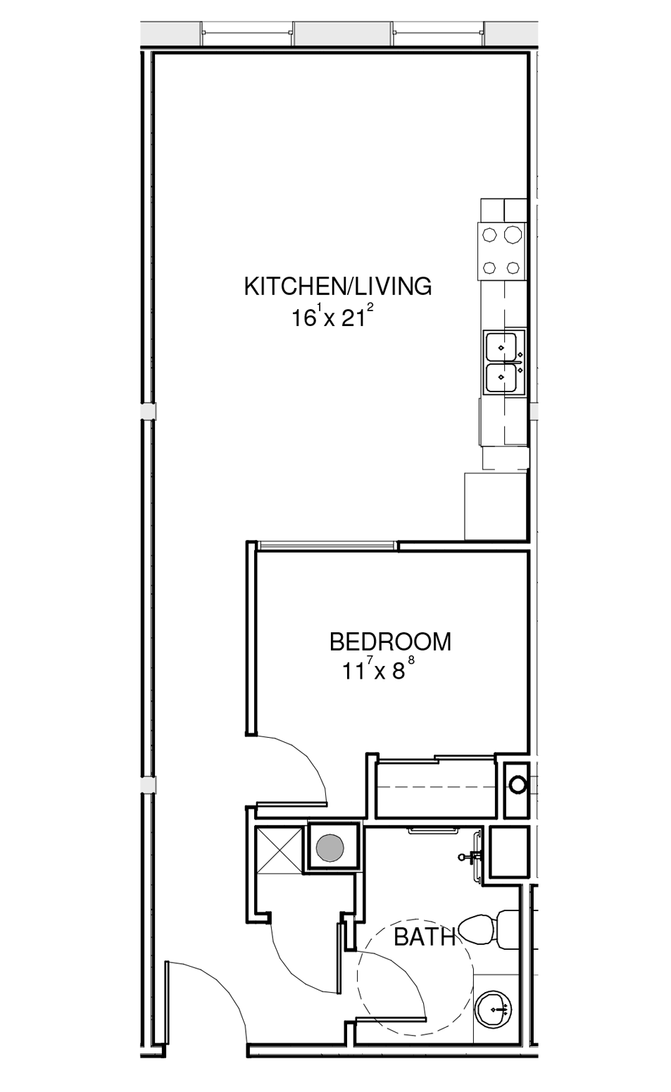 the hawks one bedroom floorplan demo